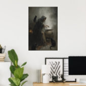 Witch at Cauldron Art Printable Gothic Witchcraft ポスター (ホームオフィス)