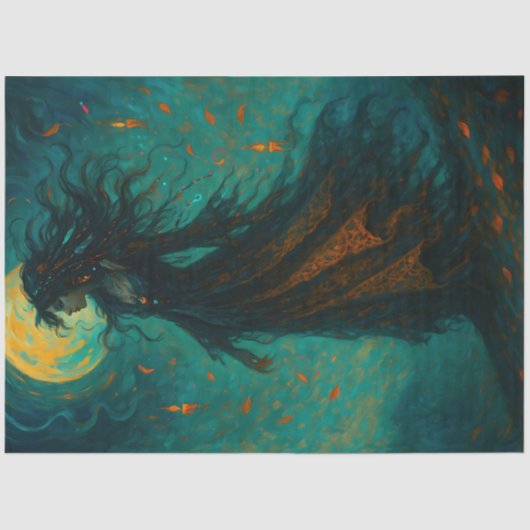 Witch Beneath the Moon – Gothic Decoupage Paper 薄葉紙 (正面)