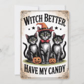 "Witch Better Have My Candy" 黒猫ハロウィン シーズンカード (正面)
