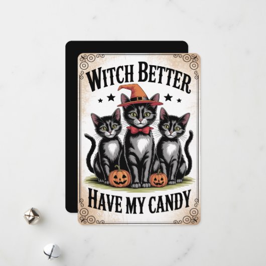 "Witch Better Have My Candy" Black Cat Halloween シーズンカード (正面/裏面インサイチュ)