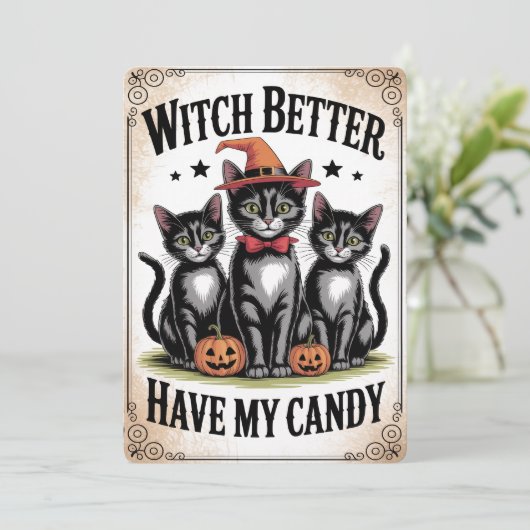 "Witch Better Have My Candy" Black Cat Halloween シーズンカード (スタンド正面)