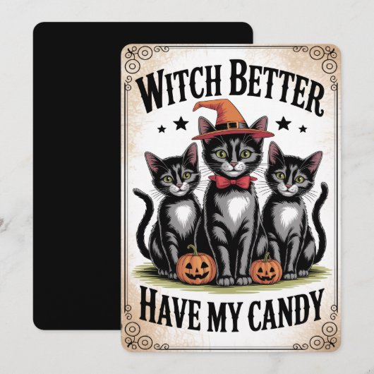"Witch Better Have My Candy" Black Cat Halloween シーズンカード (正面/裏面)
