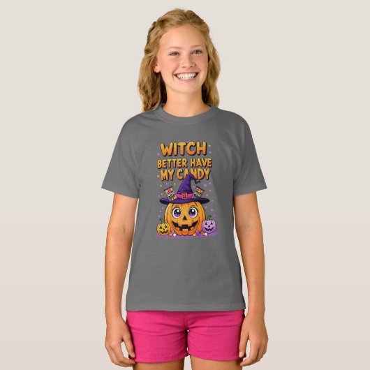 Witch Better Have My Candy – Cute Kawaii Halloween Tシャツ (正面フル)