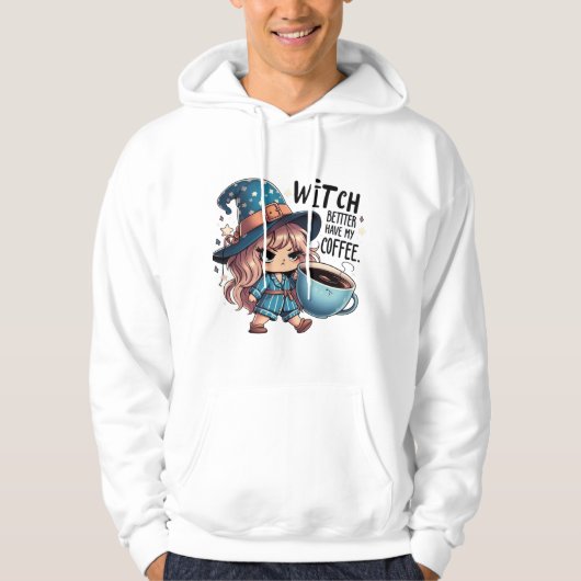 Witch Better Have My Coffee Funny Halloween Hoodie パーカ (正面)