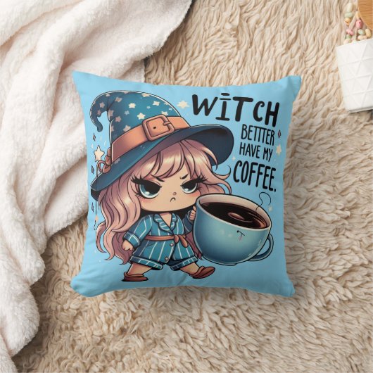 Witch Better Have My Coffee Funny Halloween Witch クッション (ブランケット)
