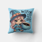 Witch Better Have My Coffee Funny Halloween Witch クッション (裏面)