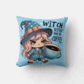 Witch Better Have My Coffee Funny Halloween Witch クッション (正面)