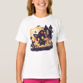 Witch Black Cat on Halloween Night Tシャツ (正面)