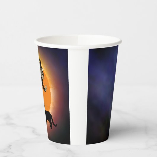 Witch & Black Cat with Orange Moon Paper Cup 紙コップ (左)