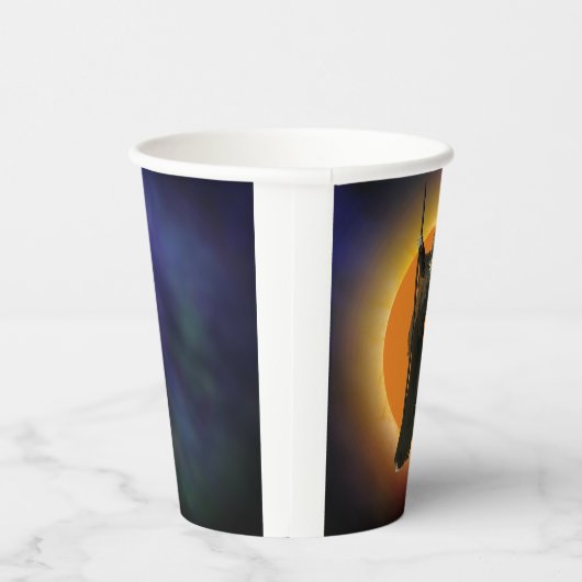 Witch & Black Cat with Orange Moon Paper Cup 紙コップ (右)