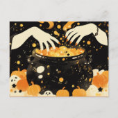 Witch Brewing Magic in Halloween Cauldron ポストカード (正面)