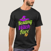 Witch Broom Halloween Resting Witch Face Tシャツ (正面)