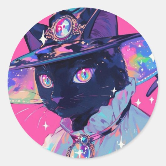 Witch Cat ラウンドシール (正面)