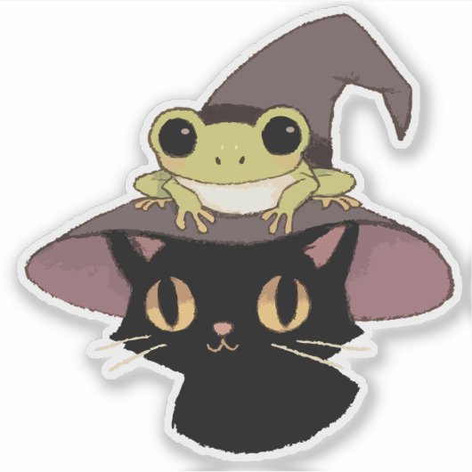 Witch Cat And Frog シール (正面)