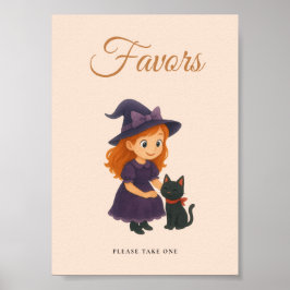 Witch & Cat Bow Cards  Gifts Table Sign Poster ポスター