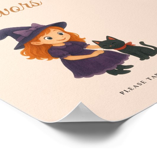 Witch & Cat Bow Cards  Gifts Table Sign Poster ポスター (角)