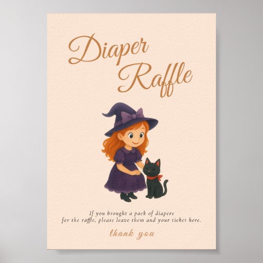 Witch & Cat Bow Cards Gifts Table Sign Poster ポスター (正面)