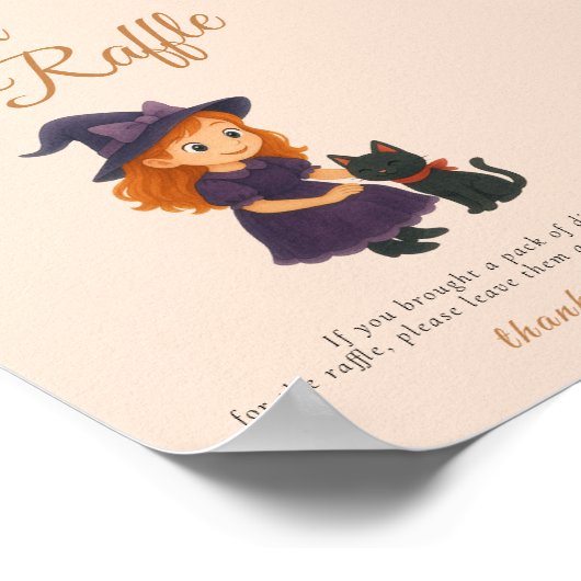 Witch & Cat Bow Cards  Gifts Table Sign Poster ポスター (角)