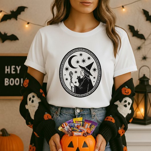 Witch Cat Cauldron Gift Halloween Tシャツ