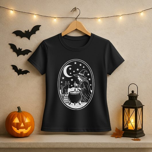 Witch Cat Cauldron Mystic Tシャツ