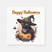 Witch Cat for Happy Halloween  スタンダードカクテルナプキン (正面)