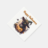 Witch Cat for Happy Halloween  スタンダードカクテルナプキン (角)