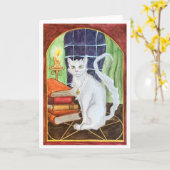 Witch Cat greeting card カード (黄色い花)