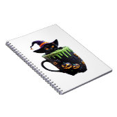 Witch Cat Halloween Coffee Mug – Cute Black Cat wi ノートブック (右側)