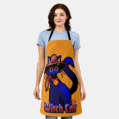 Witch Cat, Halloween Pixel Art エプロン (着用した状態)