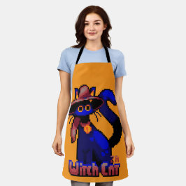 Witch Cat, Halloween Pixel Art エプロン