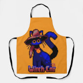 Witch Cat, Halloween Pixel Art エプロン (正面)