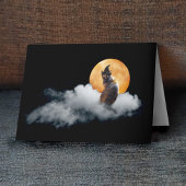 Witch Cat on Cloud Halloween Card カード