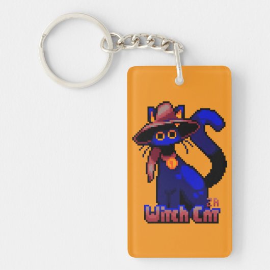 Witch Cat Pixel Art キーホルダー (正面)