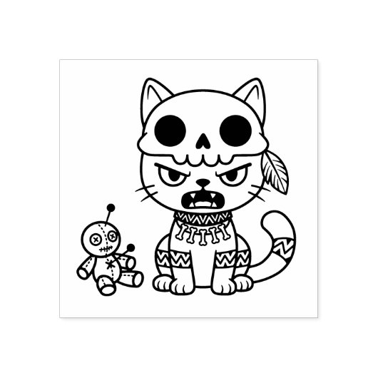 Witch Cat Voodoo Doll ラバースタンプ (インプリント)