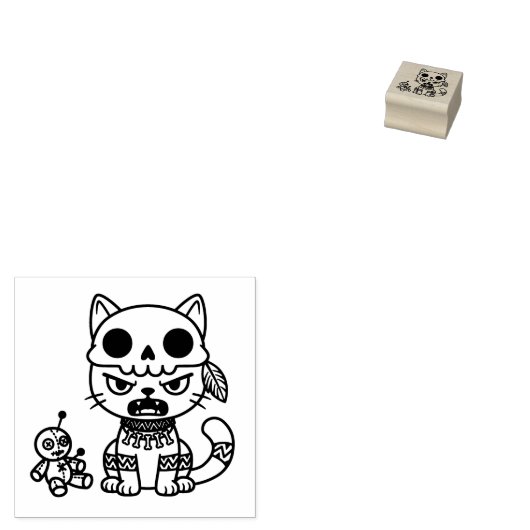 Witch Cat Voodoo Doll 1x1 ラバースタンプ (押印)