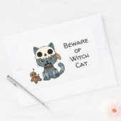 Witch Cat Voodoo Doll Custom Text 長方形シール (封筒)