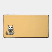 Witch Cat Voodoo Doll on Yellow デスクマット (正面)