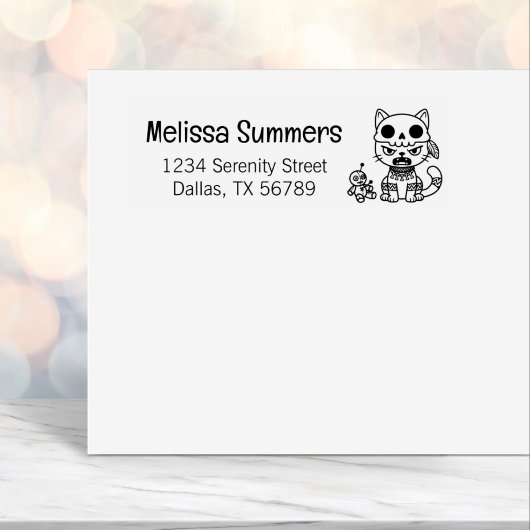 Witch Cat Voodoo Doll Return Address セルフインキングスタンプ