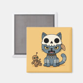 Witch Cat Voodoo Doll Yellow マグネット (正面/裏面)