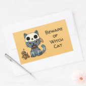 Witch Cat Voodoo Doll Yellow Custom Text 長方形シール (封筒)