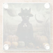 Witch Cat with Pumpkins  ガラスコースター (裏面)