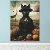 Witch Cat with Pumpkins  キャンバスプリント (インサイチュ (ウッドフロア))