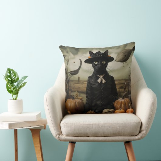 Witch Cat with Pumpkins  クッション (椅子)