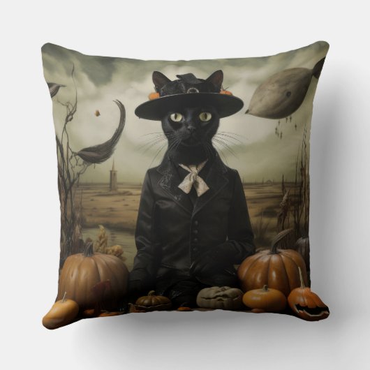 Witch Cat with Pumpkins クッション (裏面)