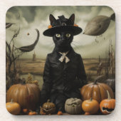 Witch Cat with Pumpkins  コースター (正面)