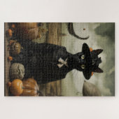 Witch Cat with Pumpkins ジグソーパズル (横)