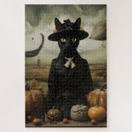 Witch Cat with Pumpkins ジグソーパズル