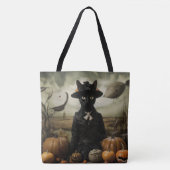 Witch Cat with Pumpkins  トートバッグ (正面)