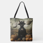 Witch Cat with Pumpkins トートバッグ (裏面)