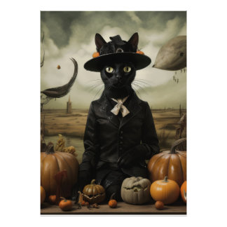 Witch Cat with Pumpkins  フォトプリント
